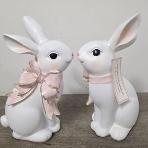 2 Cupcakes and Cashmere Easter Bunnies Pink Rhinstone Bow Easter decor 2026